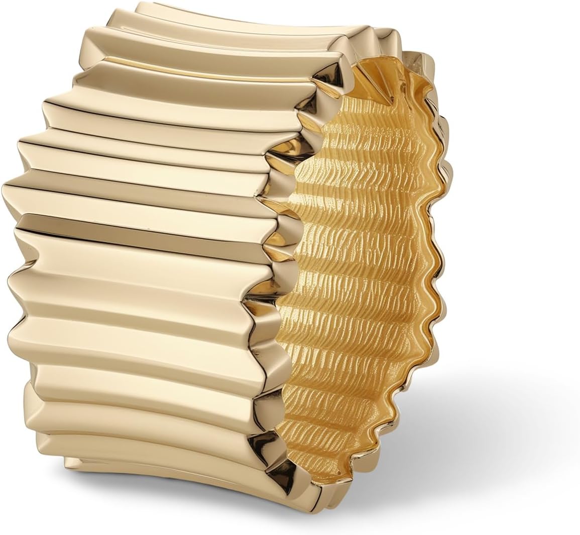 HZMAN 14K Gold Chunky Cuff Bracelets for Women Thick Wide Bangle Bracelet Hammered Open Hinge Wrist Cuff Bracelet Jewelry Gift