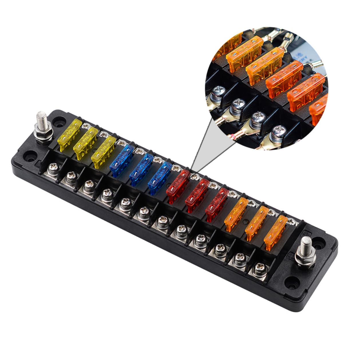 HEALLILY Box 12 Car Fuse Box Car Mount Fused Terminal Block Auto Fuse Block Car Stands Terminal Case Terminal Blade Automotive Fuse Indicator Holder Auto PC Dust Cover
