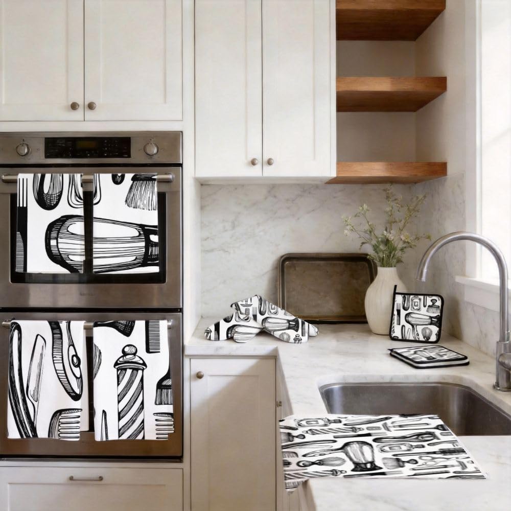9PCS Barbiere Shop Tools Cucina Decor e Accessori Set