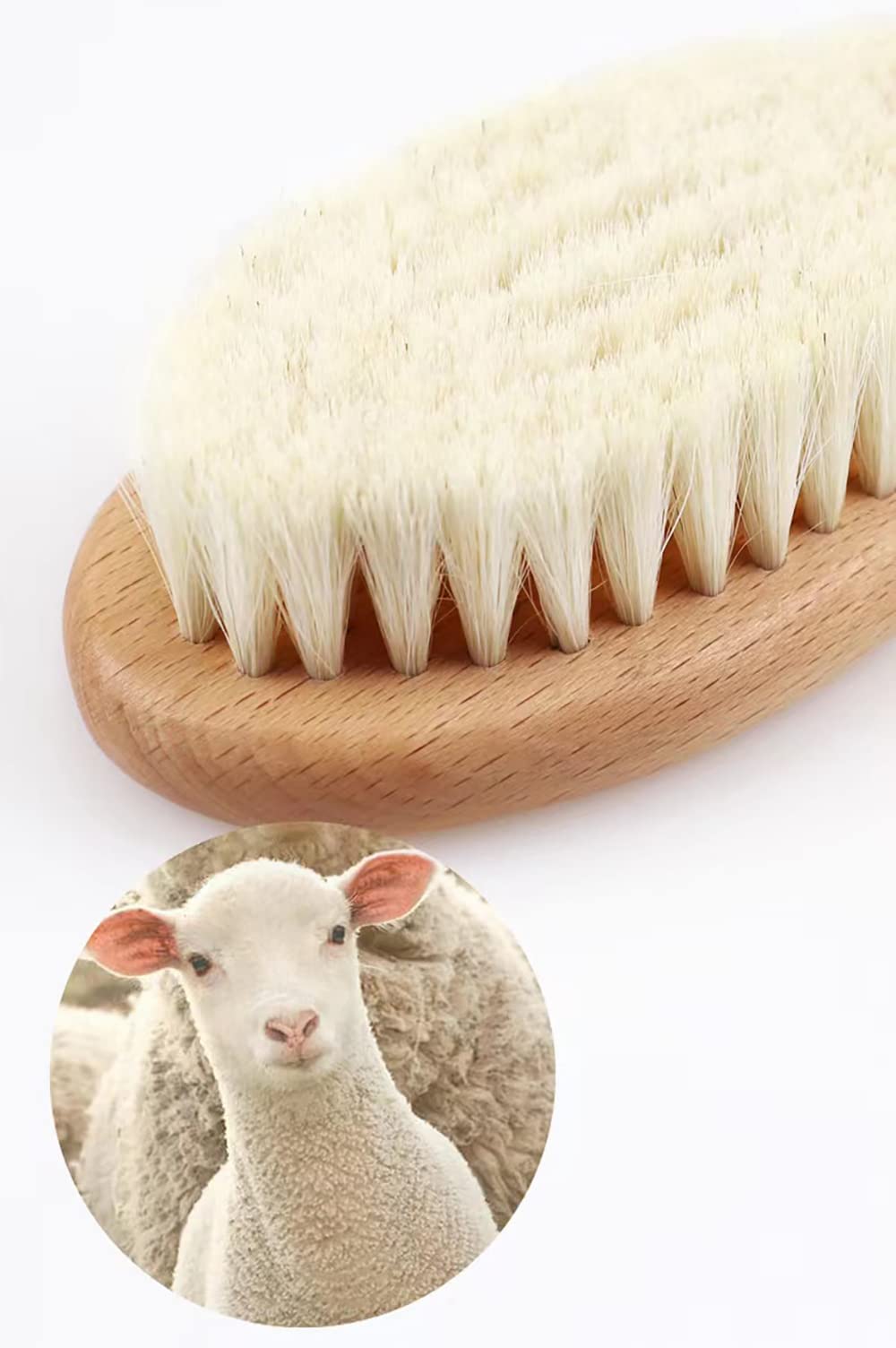 Brosse à cheveux pour bébé avec manche en bois et poils de chèvre super doux pour nouveau-nés et tout-petits, marron