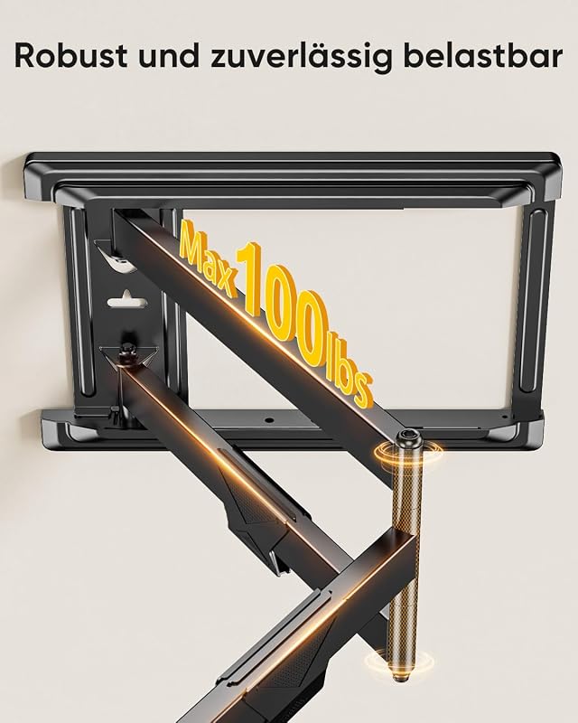 FORGING MOUNT TV Fali Tartó 37-75" Lapos/Ívelt TV-hez, 765 mm Hosszú Kar, 45 kg Teherbírás, Dönthető/Forgatható, VESA 600x400mm