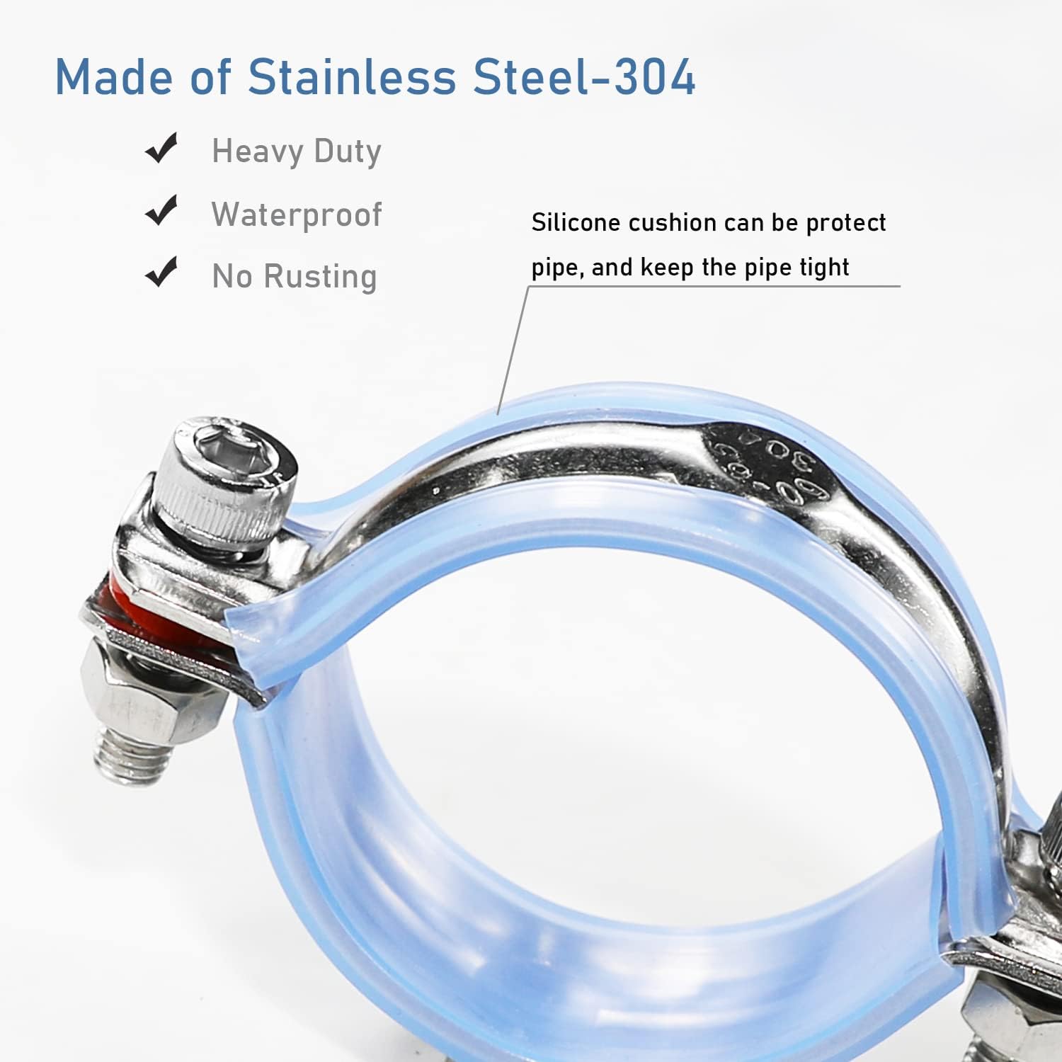 AKIHISA 2 Pcs 304 Stainless Steel Pipe Supports, Wall Mount Ceiling Mount Pipe Hanger, Pipe Holder for OD Pipe 48-51MM Adjustable Height Range 100-200mm