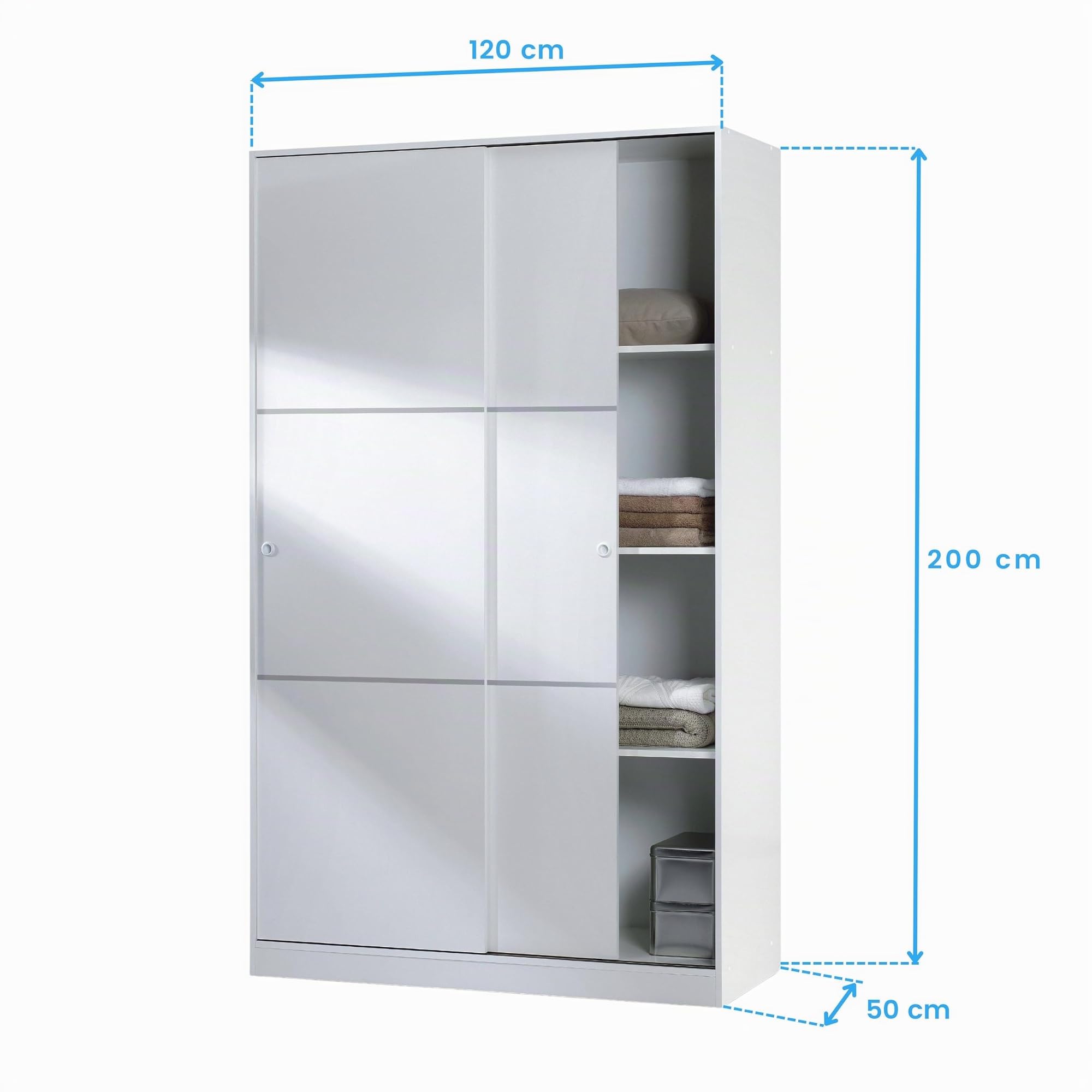 Miroytengo Armario Dormitorio Estilo Moderno en Blanco Brillo con 2 Puertas Correderas y Organizadores Internos 120x200 cm