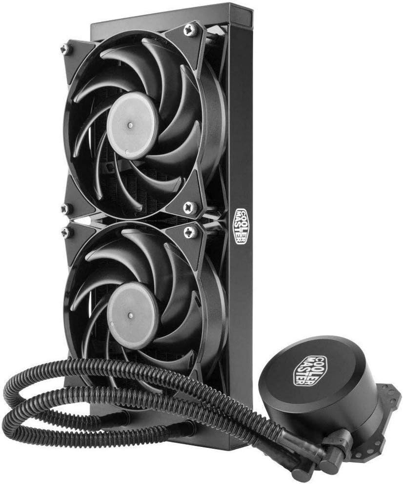Cooler Master MasterLiquid 240 CPU Cooler, All-in-One Liquid Cooler, Dual Chamber Design, 120mm x 2 MasterFan Air Balance Fans