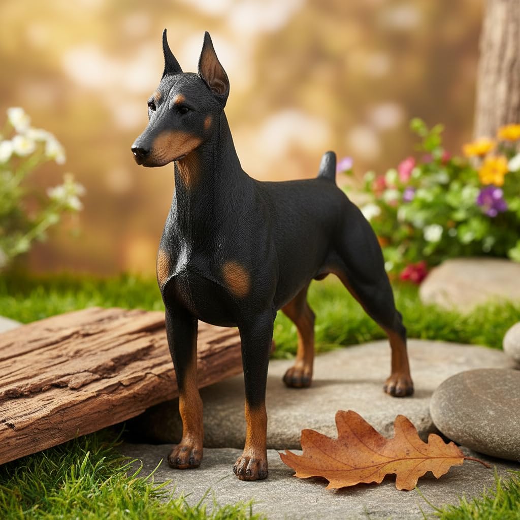 Amazon.co.jp: 快適な時間7インチのドーベルマン犬の置物、リアルな