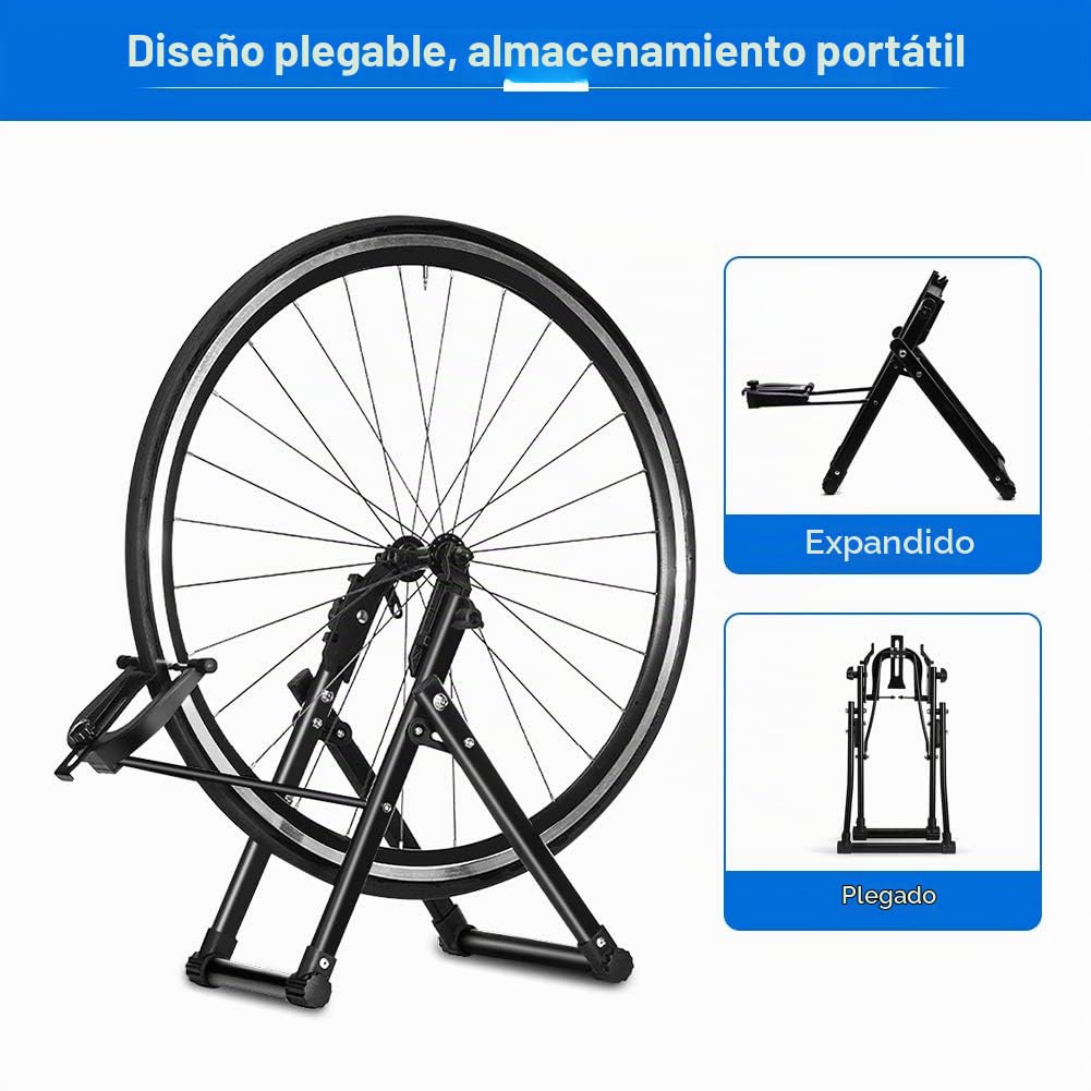 Soporte de Rueda de Bicicleta, Soporte Ajuste de Rueda de Bicicleta Plegable, Pieza de Accesorio de Ciclismo de Mantenimiento para Flor Frontal de 100 mm y Unidad de Tambor de Flor Trasera de 135 mm