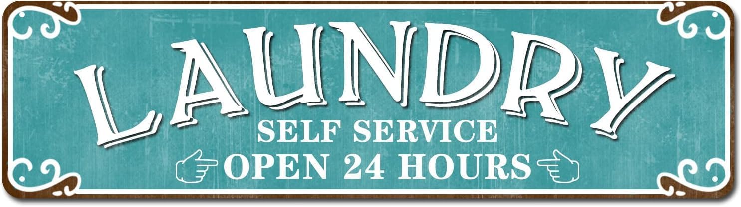 Bdeyfg Colour6 Laundry Street Sign Vintage Metal Tin Sign Bar Cafe Garage Cave Home Room Farmhouse Garden Patio Wall Decor 4X16 Inch