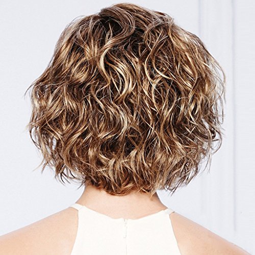 SANGHAI Peruca sintética feminina, curto, encaracolado, destaques, cabelo ondulado, charmoso, elegan