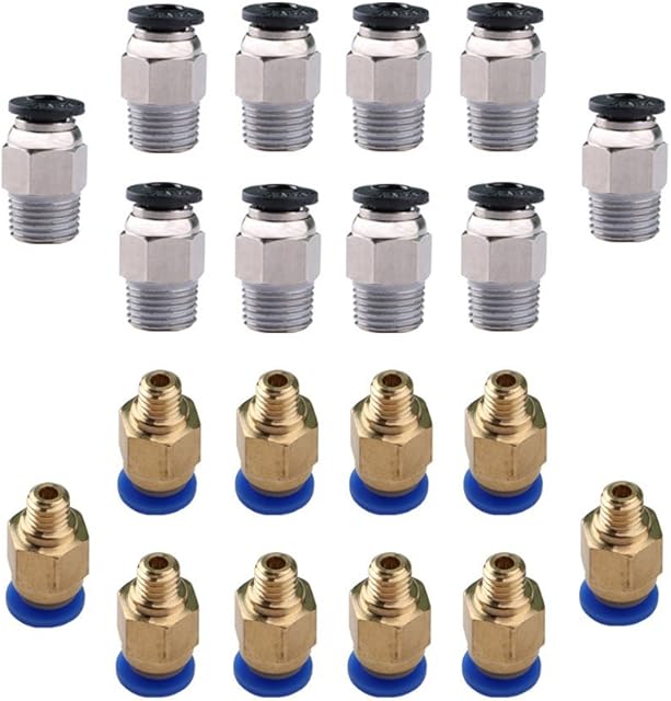 CESFONJER PC4-M6 Pneumatic Air Straight Quick Fitting (Pack of 10pcs), PC4-M10 Straight Pneumatic Fitting (Pack of 10pcs), for Push -V6 Fitting Connector for Extruder 3D Printer