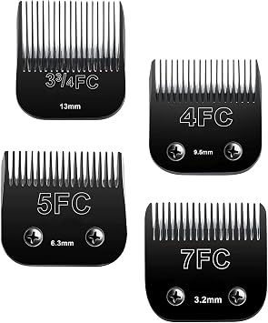 Detachable Pet Dog Clipper Blades,Compatible with Andis, Oster A5, Wahl KM Series Clippers,Made of Ceramic,Black,4PACK 3FC 4FC 5FC 7FC
