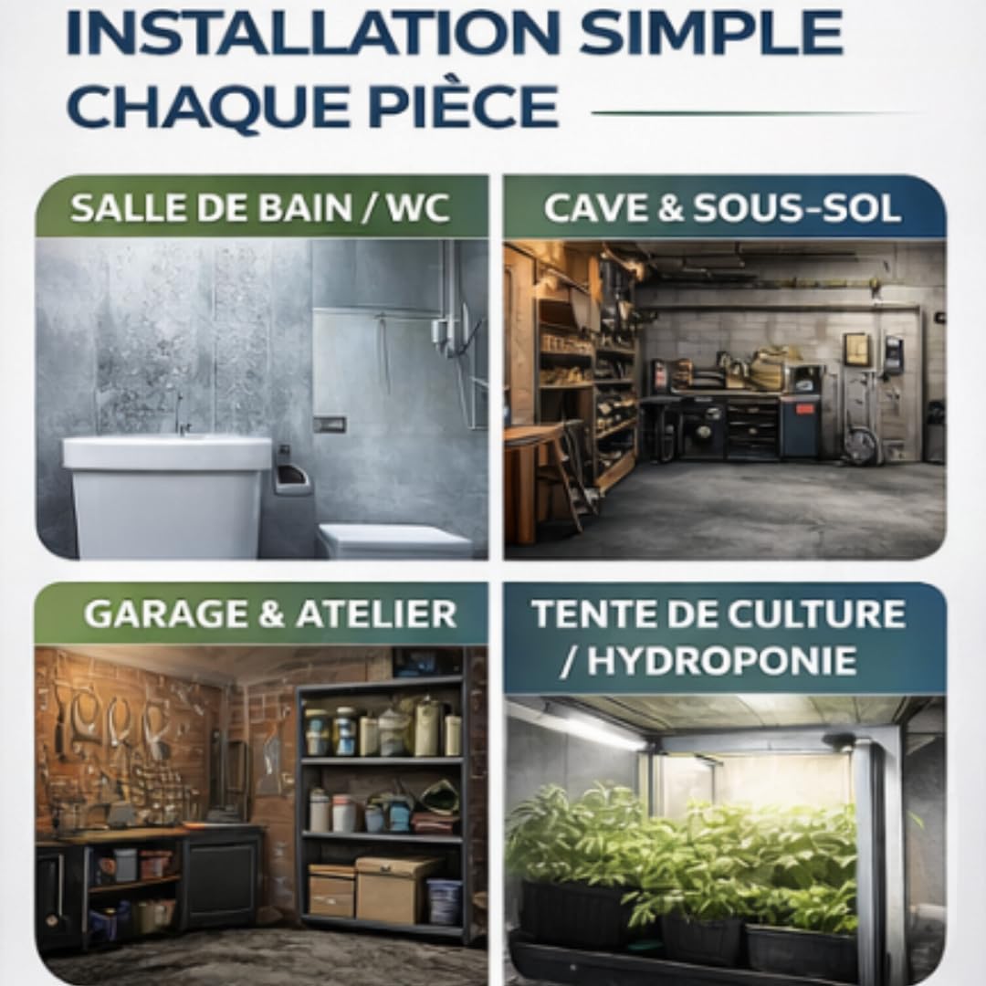 Extracteur d'Air 100 mm avec Variateur – Ventilateur de Gaine Silencieux 6 W, Débit 221 m³/h, pour VMC, Salle de Bain, Cave, Garage, Culture Hydroponique