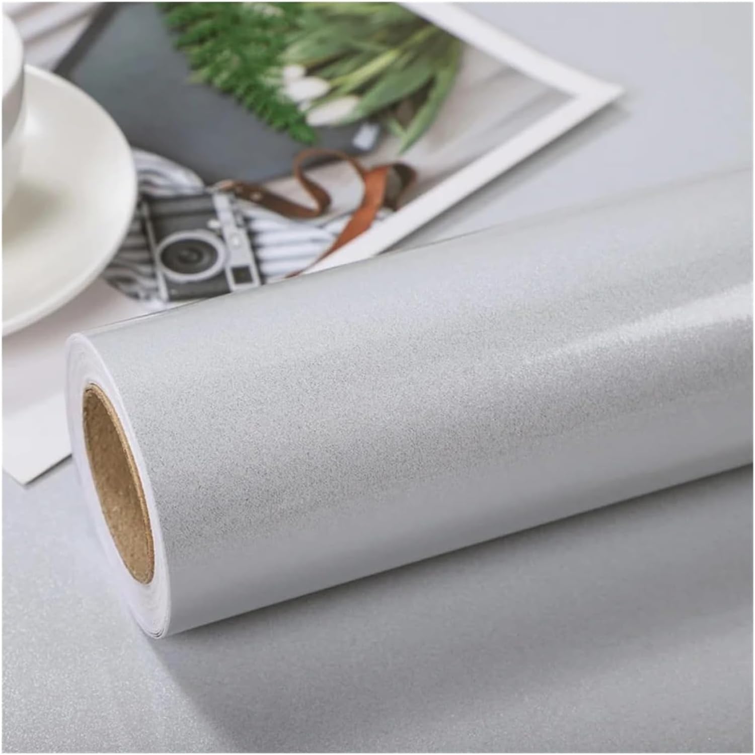 Kitchen Countertop Stickers, Shiny Self-Adhesive Furniture Decor Glossy Contact Films for Countertop(White,60cm x 10m)