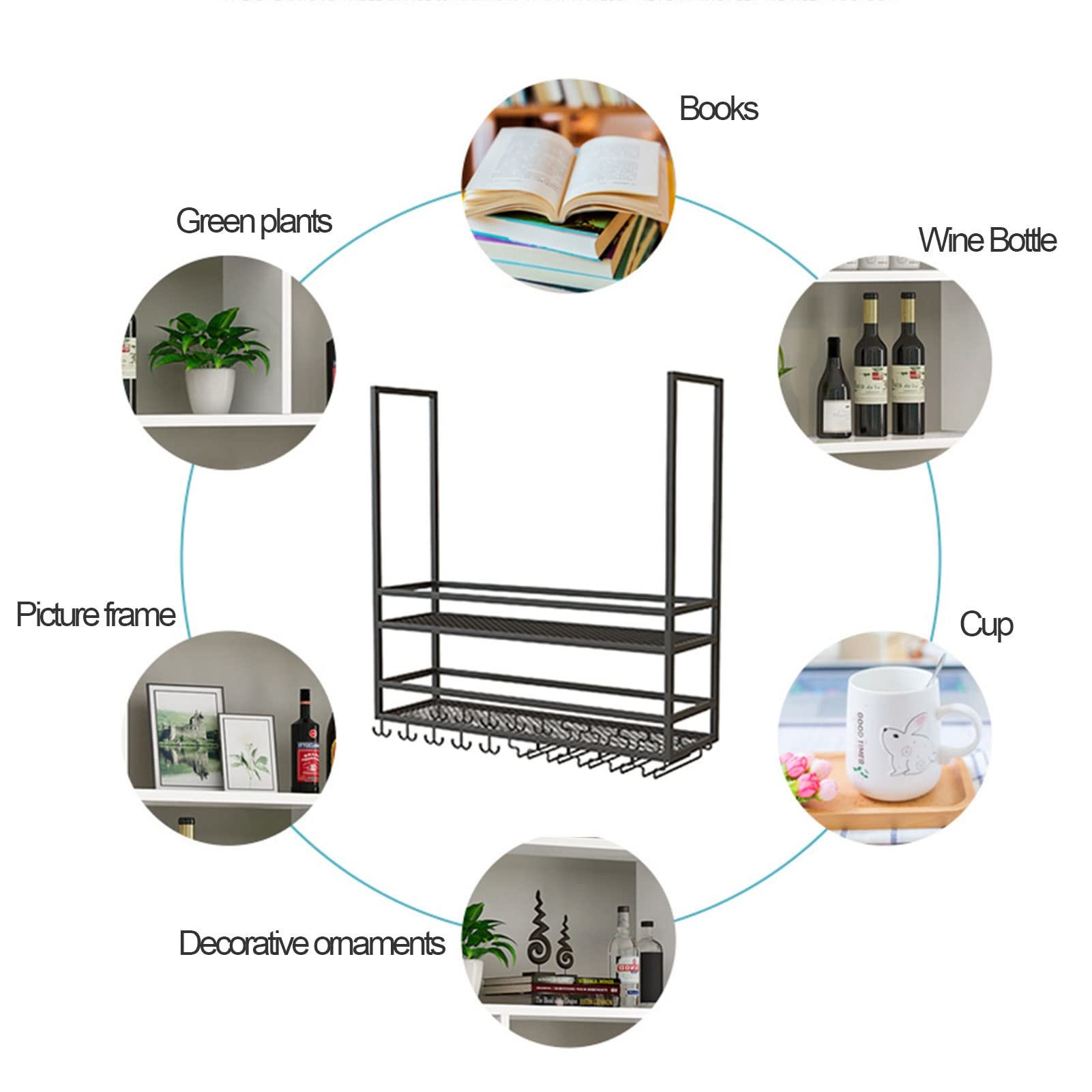 Estante para Colgar en el Techo Cubo Estantes flotantes Soporte para Maceta suspendido Soporte para Flores Barra de Personalidad Cocina Olla Pan Rack Estantería de Almacenamiento Arte del Hierro DEC