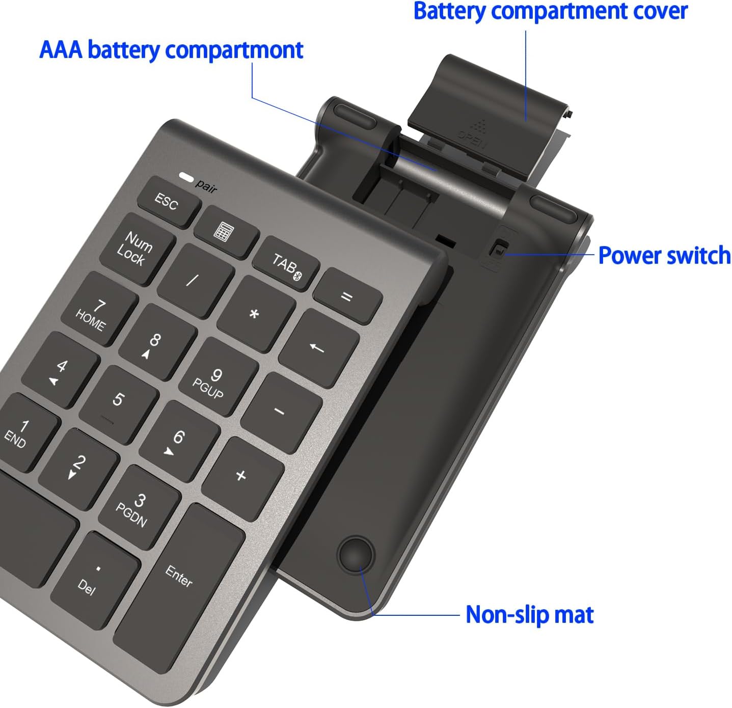 Bluetooth Number Pad, Wireless Numeric Keypad with 22 Keys - Portable Numpad for Laptop/Desktop/MacBook/Surface Pro/Windows/Android/iOS - Quiet Keys 33ft Range & Ergonomic Design​