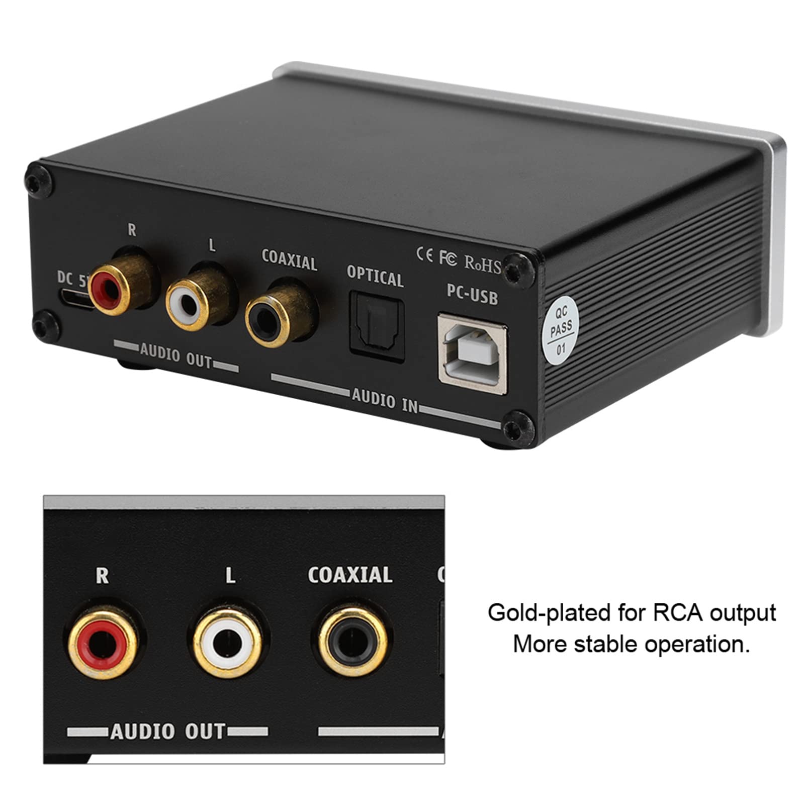 AC Q3 PRO Dekoder DAC ze Wzmacniaczem Słuchawkowym do Słuchawek 3.5MM-lepsza wydajność, Ulepszony Dźwięk Cyfrowy, Regulacja Wysokiego i Niskiego Dźwięku (SILVER)