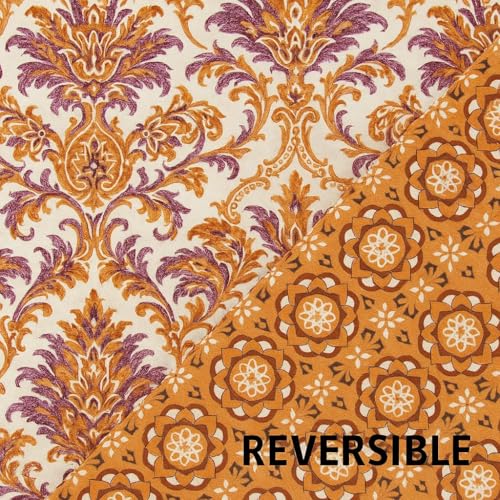 Image of Signature Reversible Super Soft Double Bed Comforter /Quilt Set 350 GSM - 88x90 inches | King Size Fitted Elastic Bed Sheet with 2 Pillow Covers | All-Season Ultra Cozy Bedding Set (Eden Bloom)