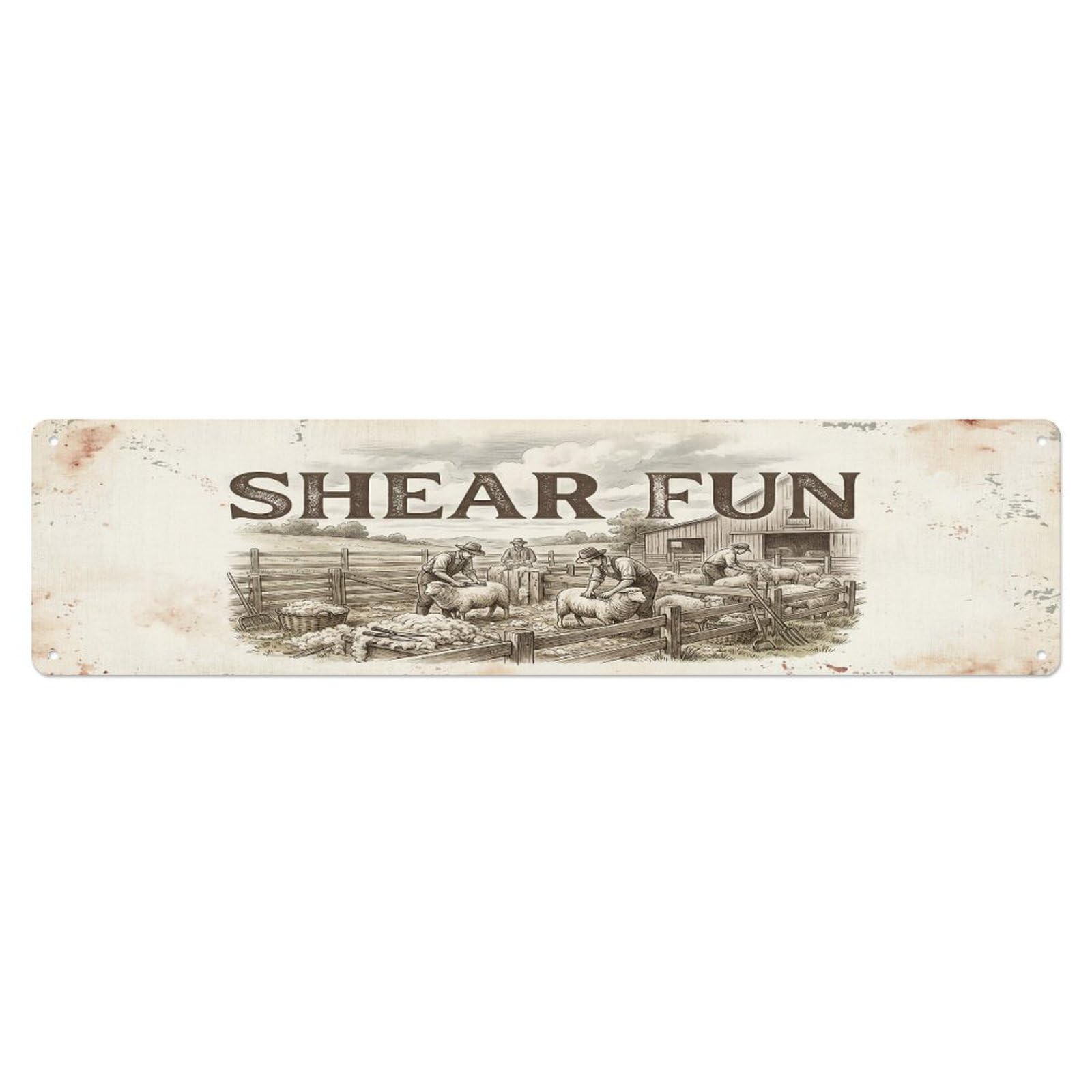 Olhnbad 4X16inch(10X40cm) Vintage Pen Wool Sheep Farmhouse Funny Sheep Backyard Farm Metal Tin Sign