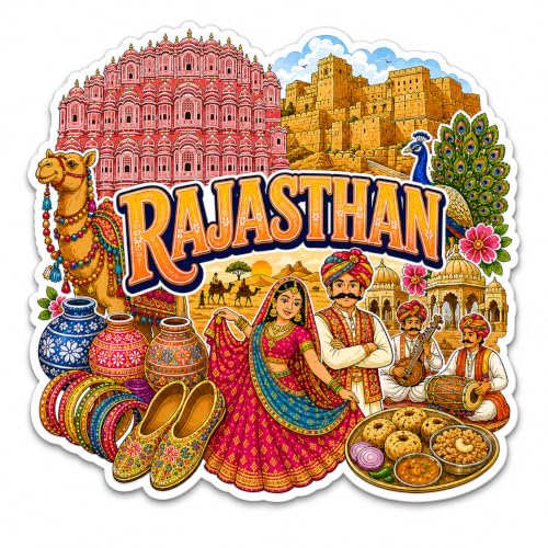 Image of Zesta Wooden Fridge Magnets Set | Refrigerator Decor Magnets for Kitchen | India Souvenir Fridge Magnet Collection | Wooden Magnet for Fridge Door Decoration (Rajasthan)