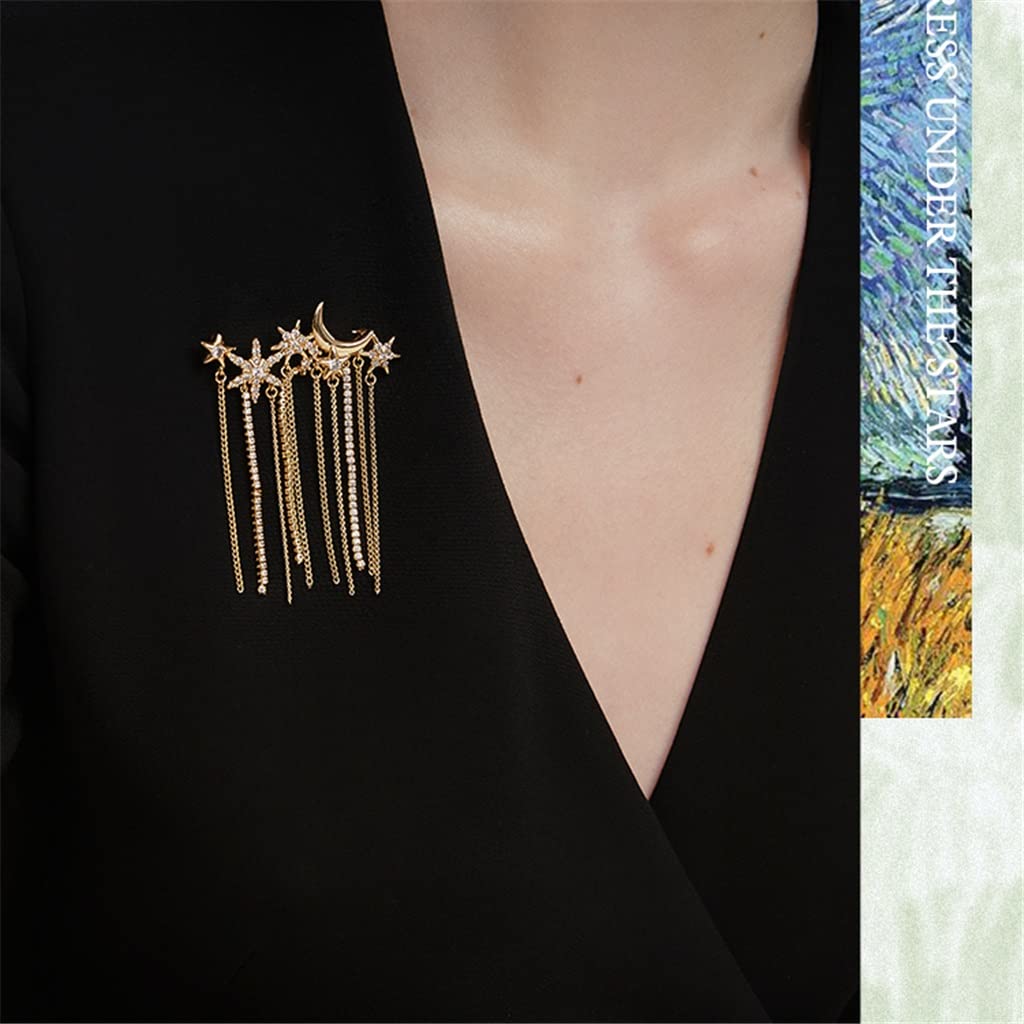 Brosche mit Sternquaste und Mikroeinlage aus Zirkonia, personalisiertes Anstecknadel-Accessoire