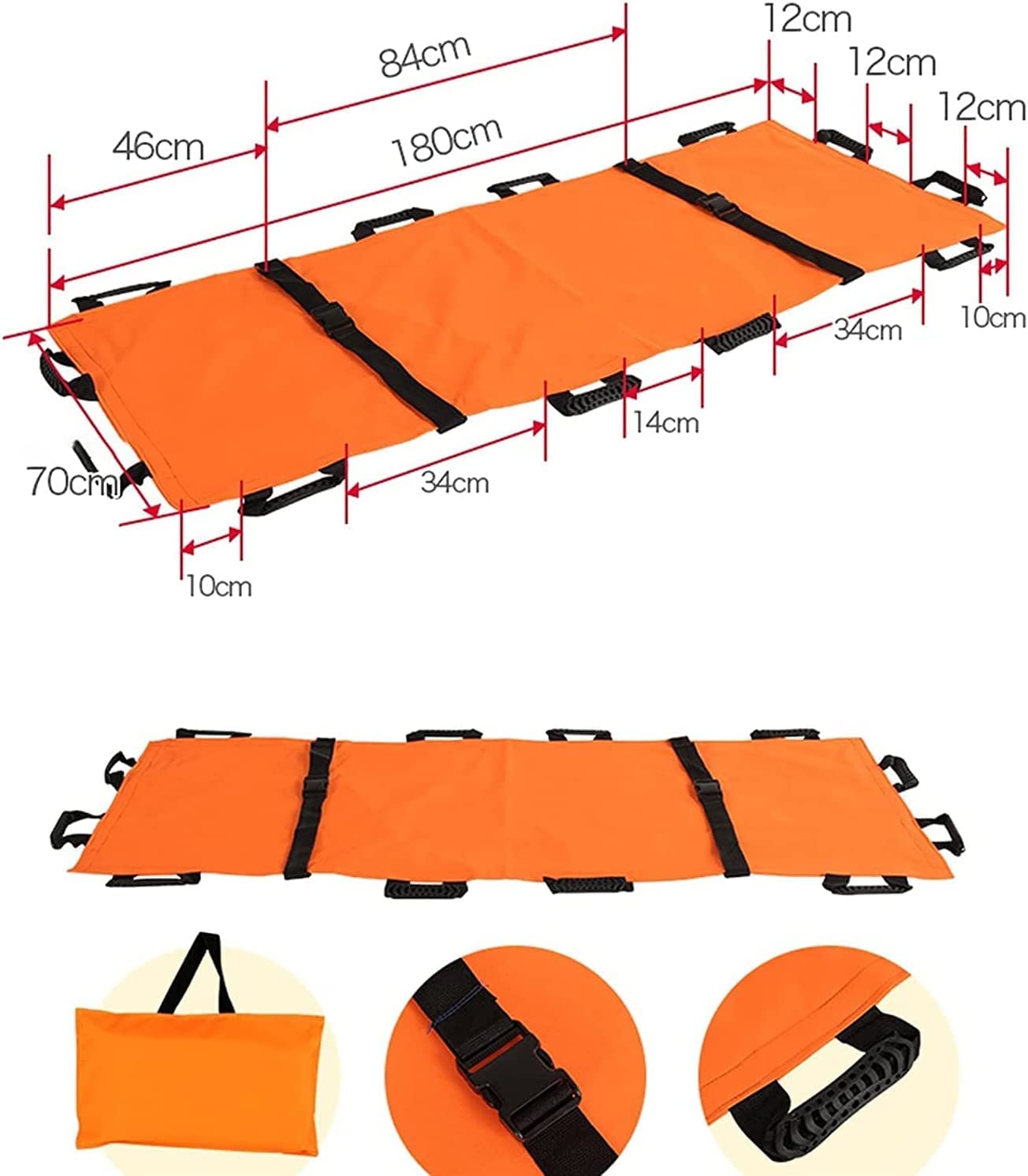 FAXIOAWA Civière en Toile, unité de Transport de civière de déplacement de Patient âgé d'urgence Pliante portative Civière de Sauvetage en Rouleau,C