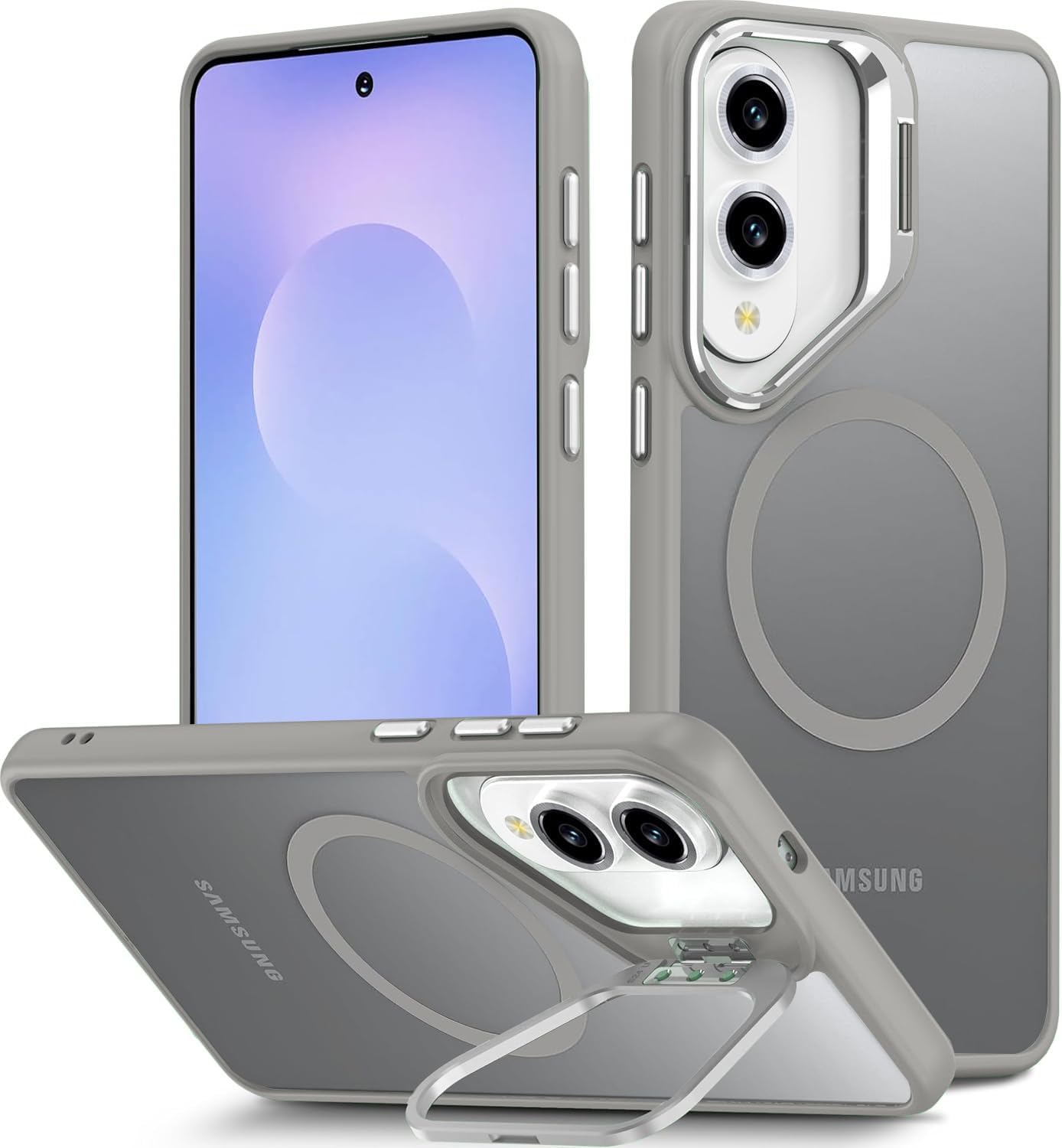 DIZORO Polycarbonate Samsung Galaxy S25 FE Case Compatible with Mag Safe & Wireless Charging,with Camera Stand,Military Grade Drop Tested,Translucent Hard Back Soft Edge Back Cover (Black) — Amazon image 28