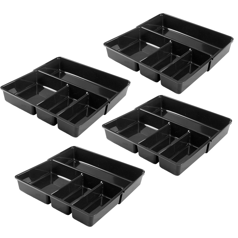 InterDesignLinus Expandable Office Drawer Organizer M4, Black, Set of 4