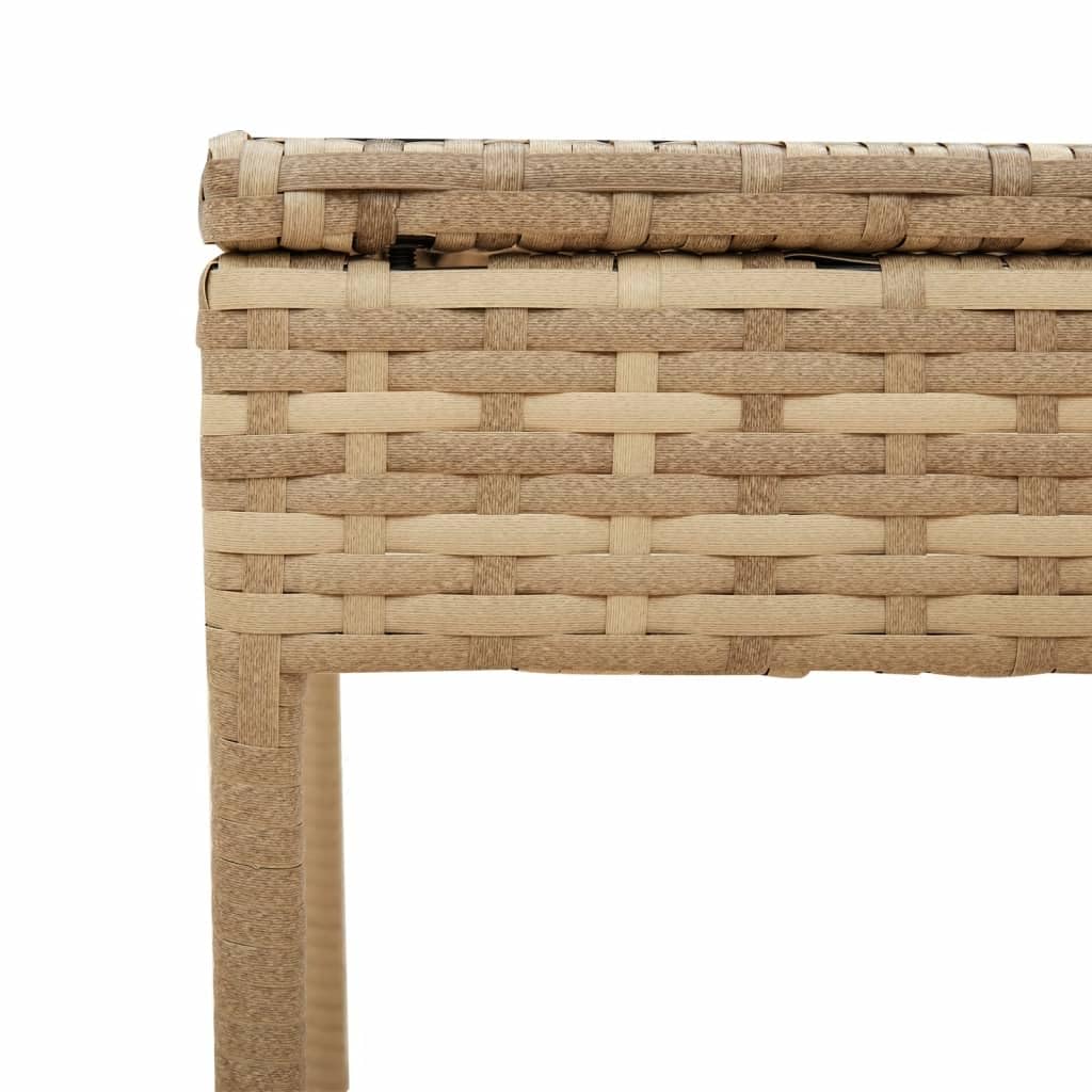 Rantry Lettino Prendisole con Baldacchino e Tavolino Beige Polyrattan,Arredo,Lettini Prendisole, Divano Letto Mobili, Lettino da Piscina, Lettino Prendisole da Giardino d
