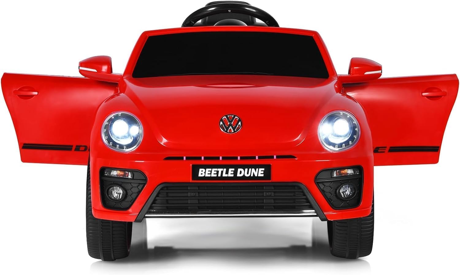 DREAMADE Elektroauto für Kinder, 12V Kinderfahrzeug mit 2,4G Fernbedienung, Kinderauto elektrisch mit LED-Licht & Musik & Sicherheitsgurt, Elektrofahrzueg für Kinder ab 3 Jahre (Rot)