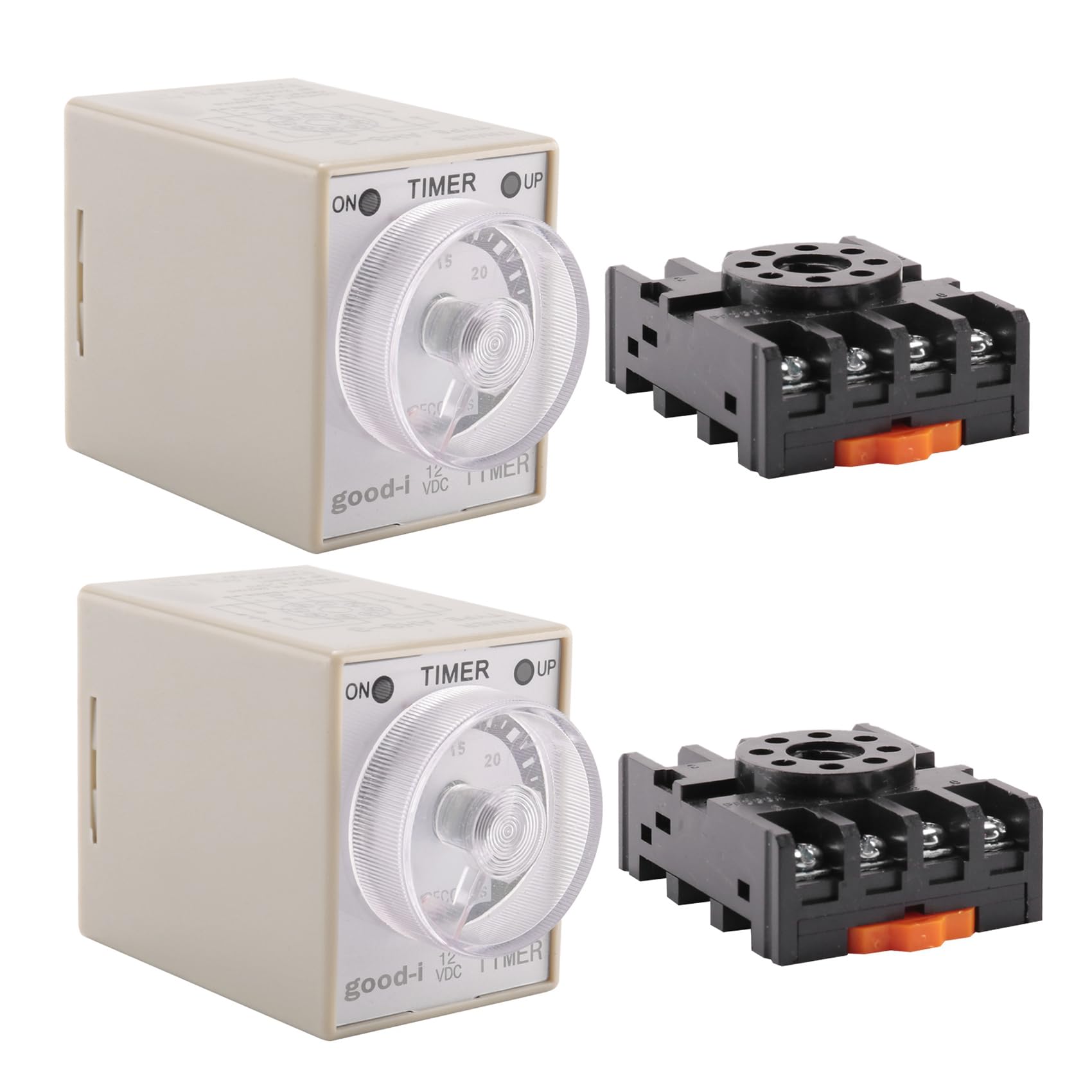 Jnchdghwa As Shown 2X Dc 12V 0-30S Electric Delay Timer Timing Relay Dpdt 8P W Base