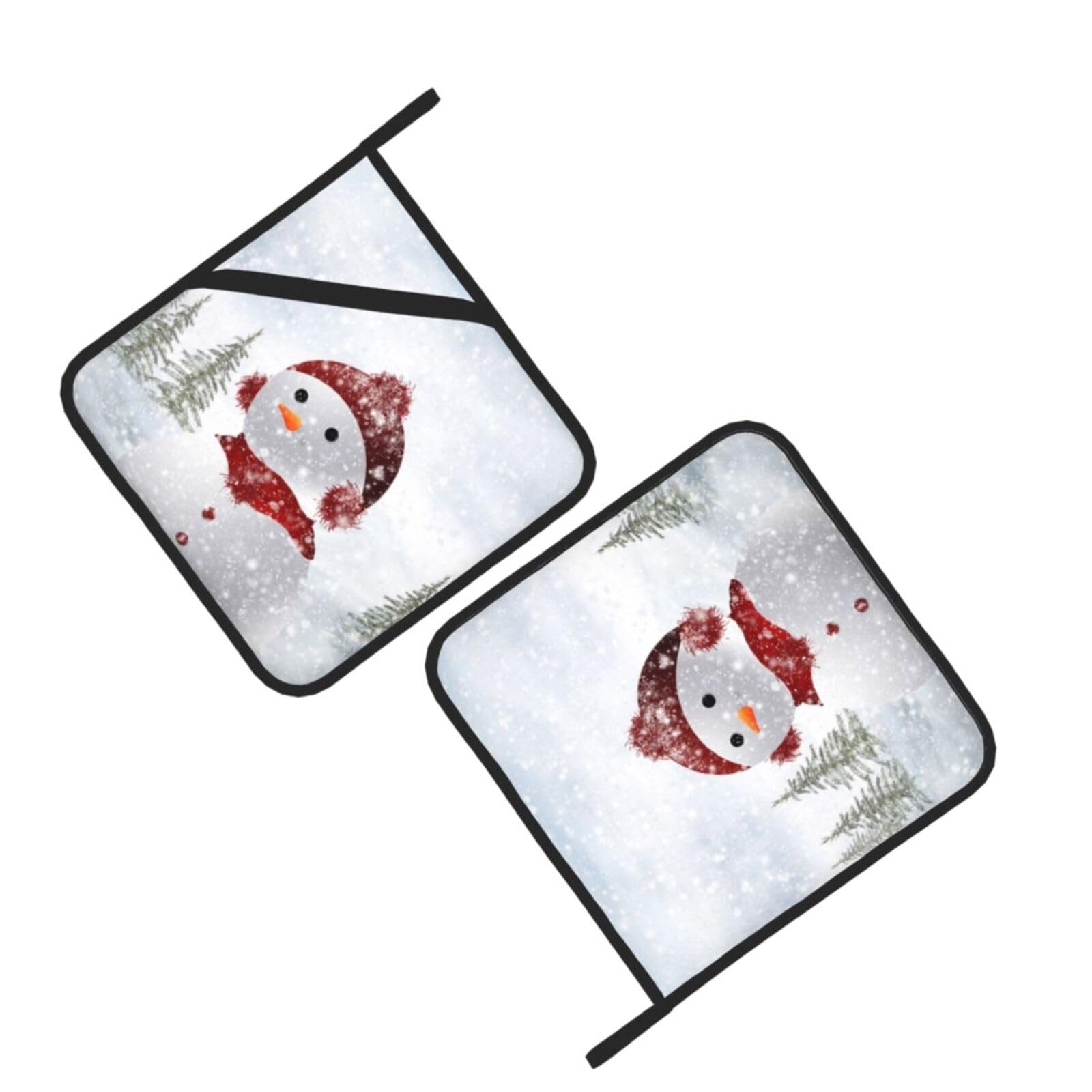 Snowman Printed Oven Pot Holders Set of 2 Pcs Heat Resistant Kitchen Microwave Potholders for Cooking Baking Grilling