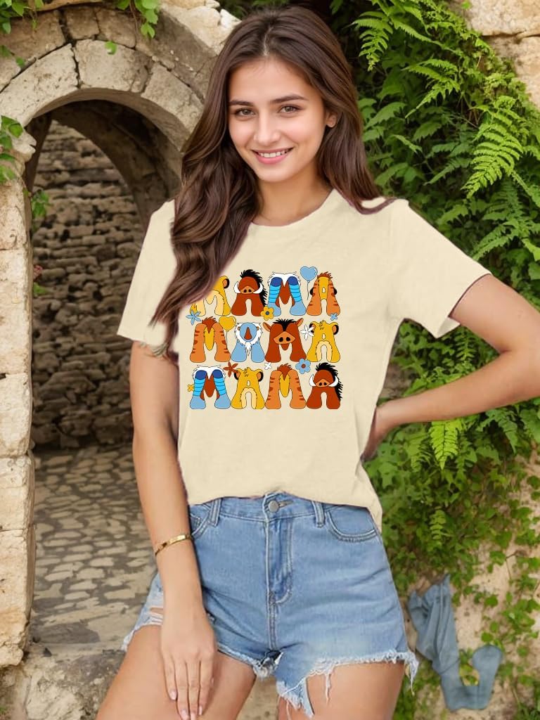 Mama Shirts for Women Funny Mama Letter Print Tshirt Graphic Casual Short Sleeve Mother's Day - Image 2