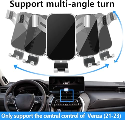 Miniatura 4 de LUNQIN Soporte de teléfono de coche para Toyota Venza 2021-2023 Teléfonos grandes con funda, accesorios para automóviles, soporte de navegación,