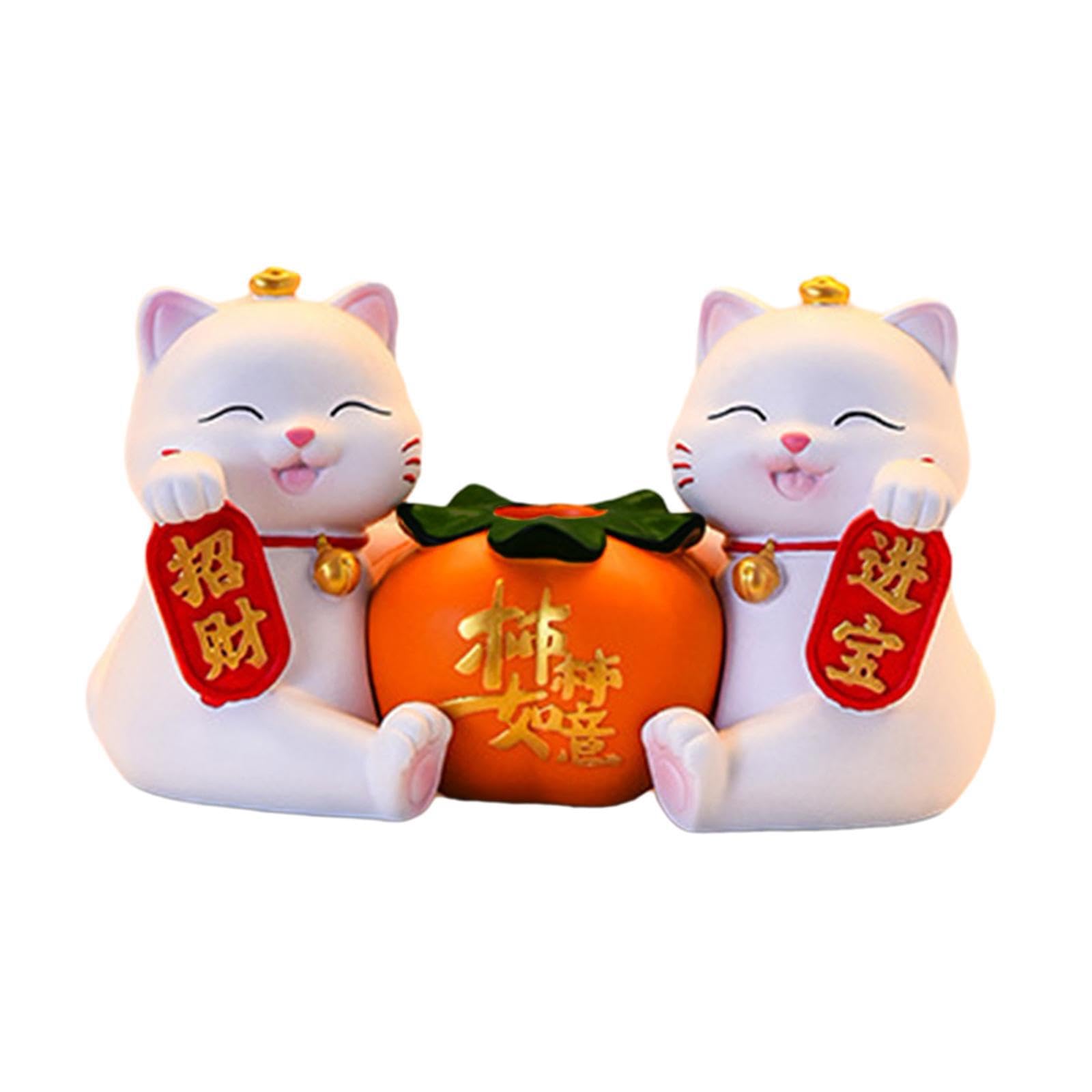 Pixzcsa Chinese New Year Decorations Lucky Cat Figurine Prosperity Symbol Sculpture Flower Arrangement Vase Shop Restaurants Desktop Symbolizing Prosperity.