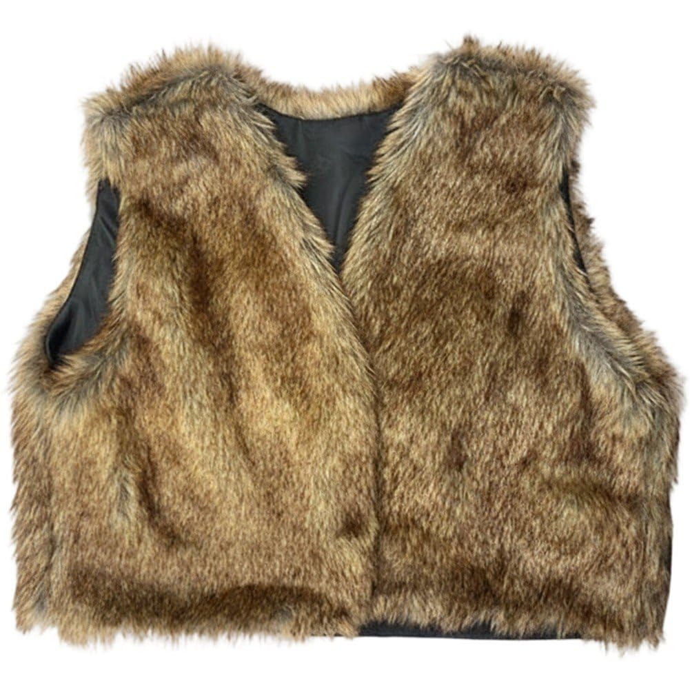 Gilet sans manches en fausse fourrure pour femme veste courte d'hiver ouverte
