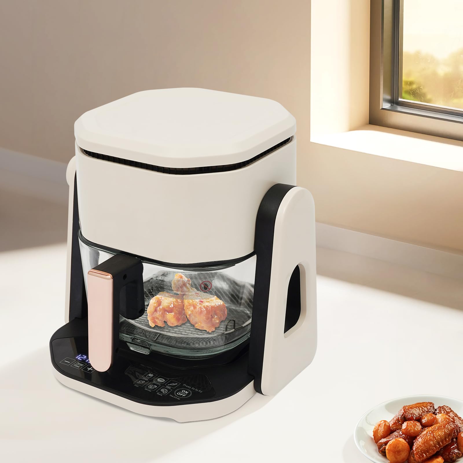 HeißLuftfritteuse 1200W 4.5 L Klimaanlage FräTter Gesundes Kochen für Haushalt & KüChe, GroßEs FassungsvermöGen, Kann Zum Backen und Backen Verschiedener Lebensmittel Verwendet Werden (Weiß)