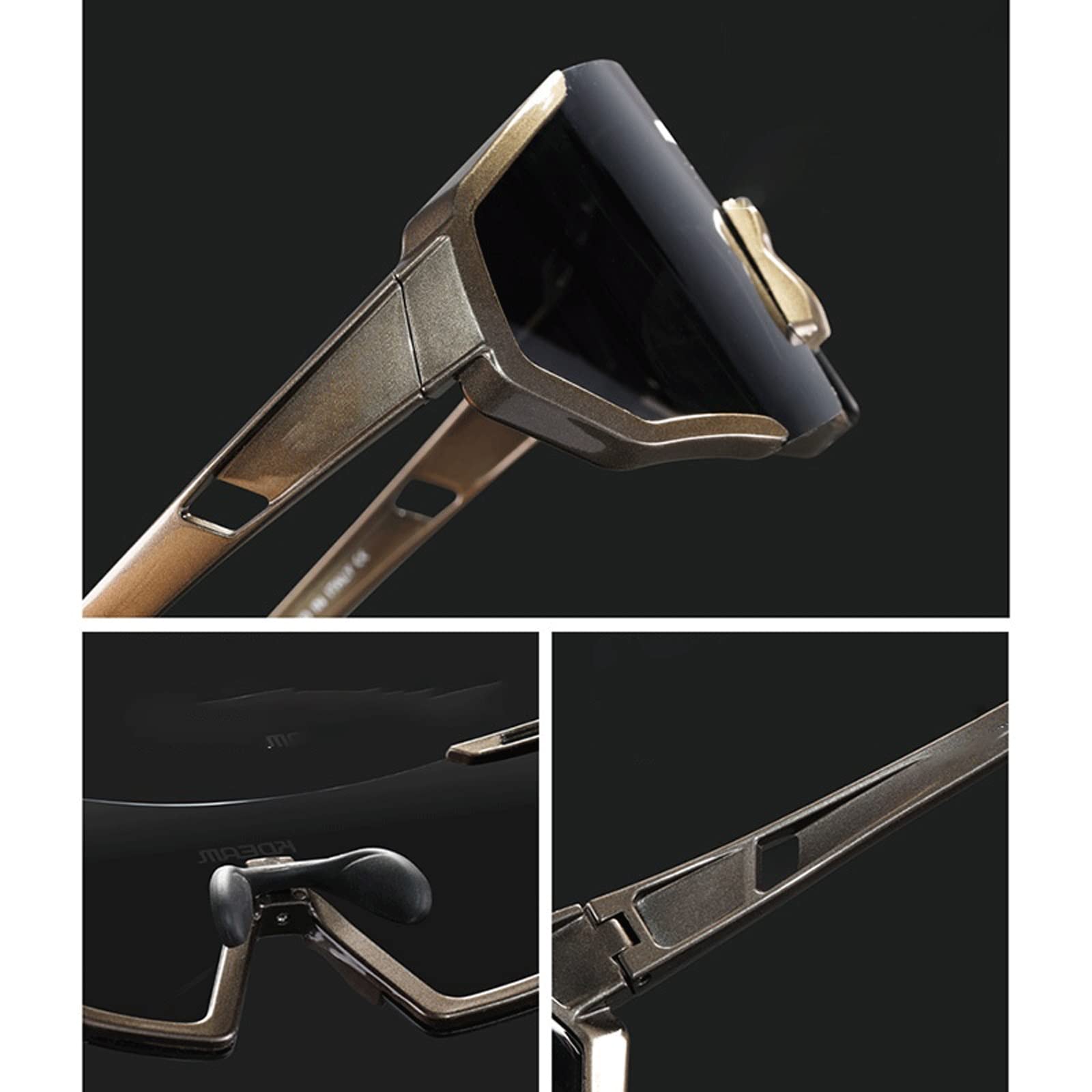 DieffematicMJ Sonnenbrille Herren R90 Active Polarized Sonnenbrille Männer Super Gripper Gummi Nase Multilayer-Spiegellinse + Klarobjektiv (Color : C4)