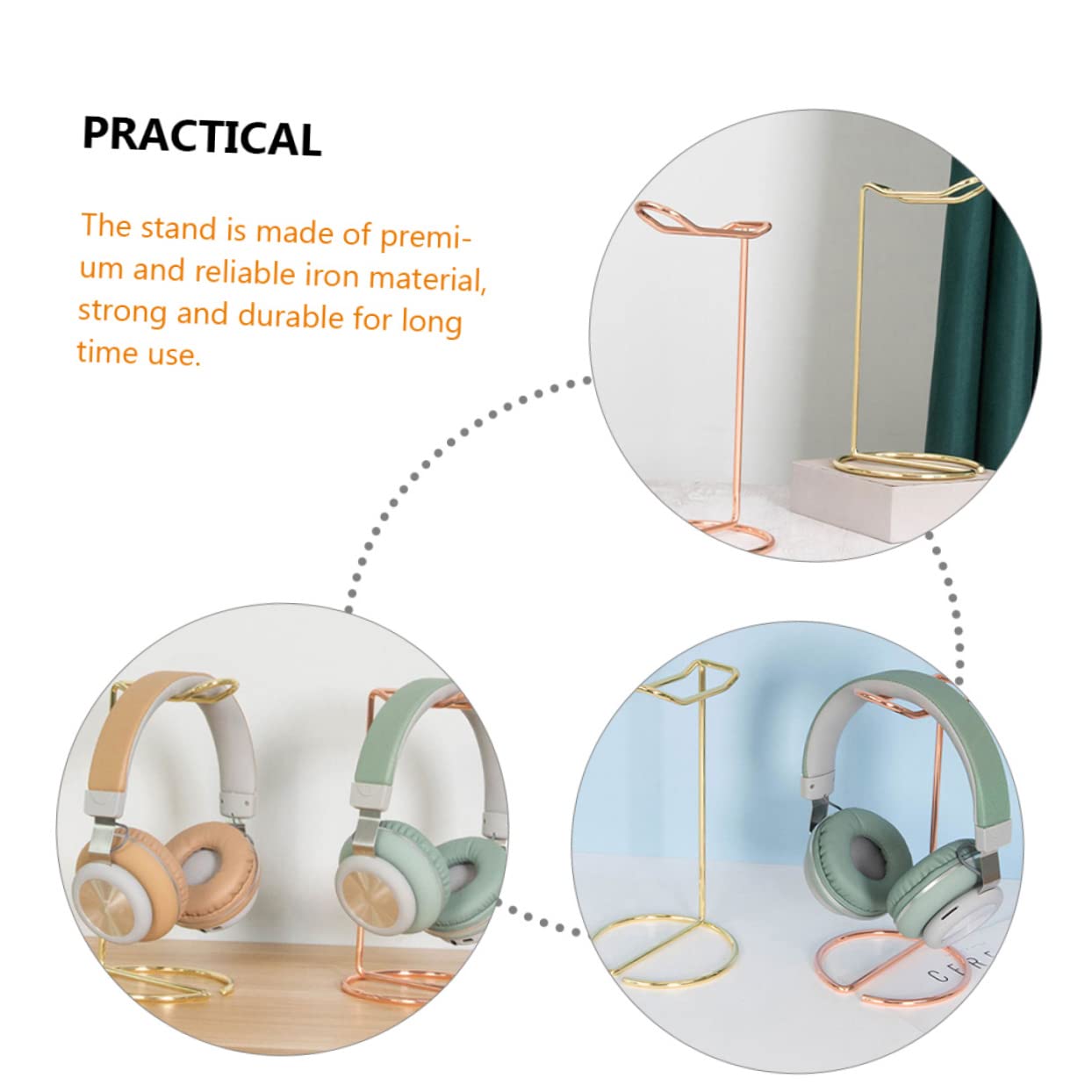Cabilock Soporte Simple Para Auriculares De 3 Uds Soporte Para Auriculares De Oficina Para Escritorio Para es De Hierro Dorado