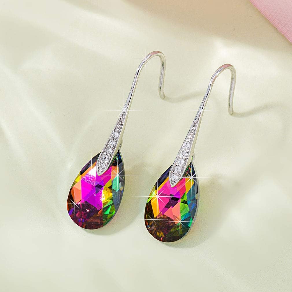 Austrian Crystal Teardrop Dangle Earrings for Women Drop Hook Earring 14K Rose Gold Plated Hypoallergenic Jewelry - Image 8