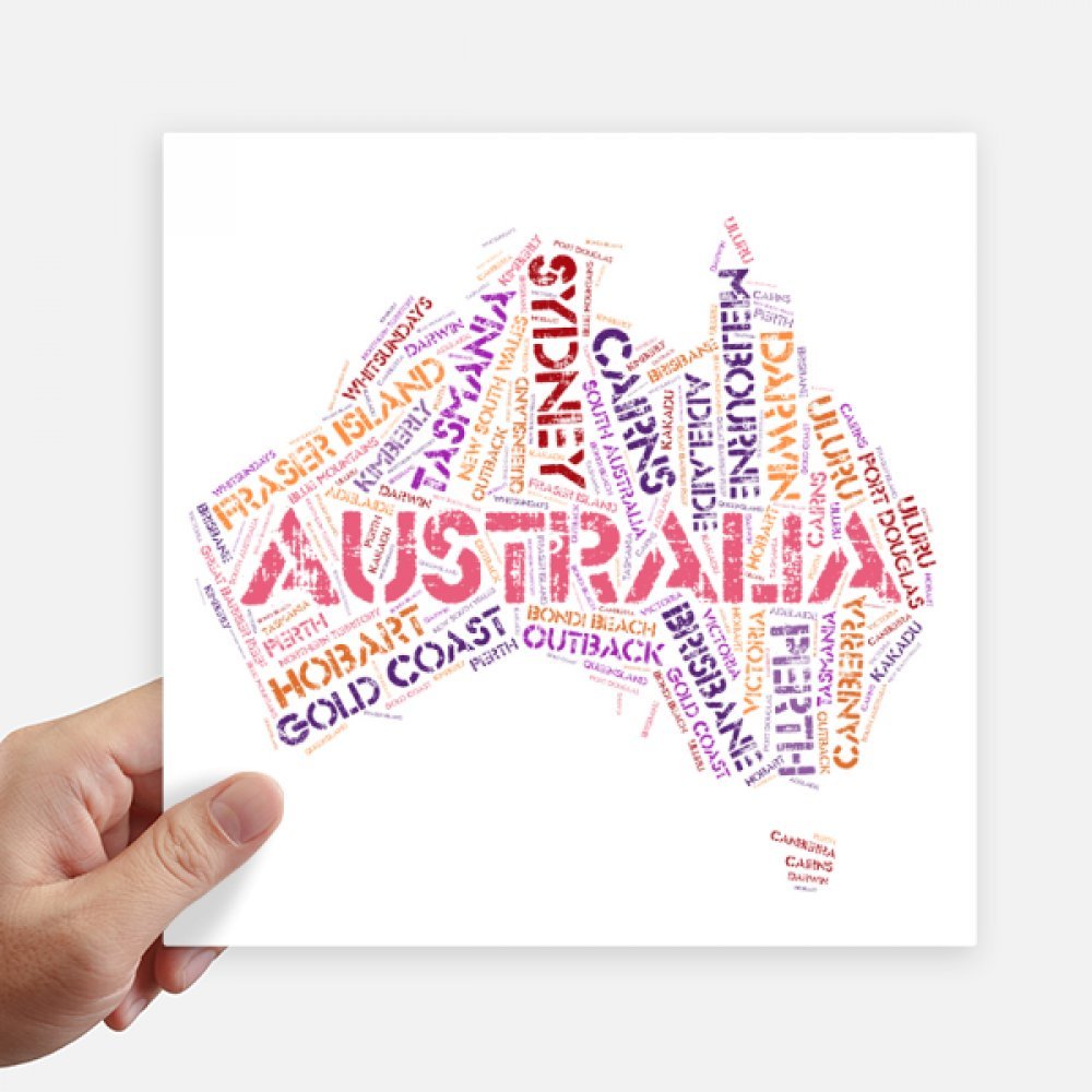 Sticker Australie carré 20cm déco murale et valise voyageuse