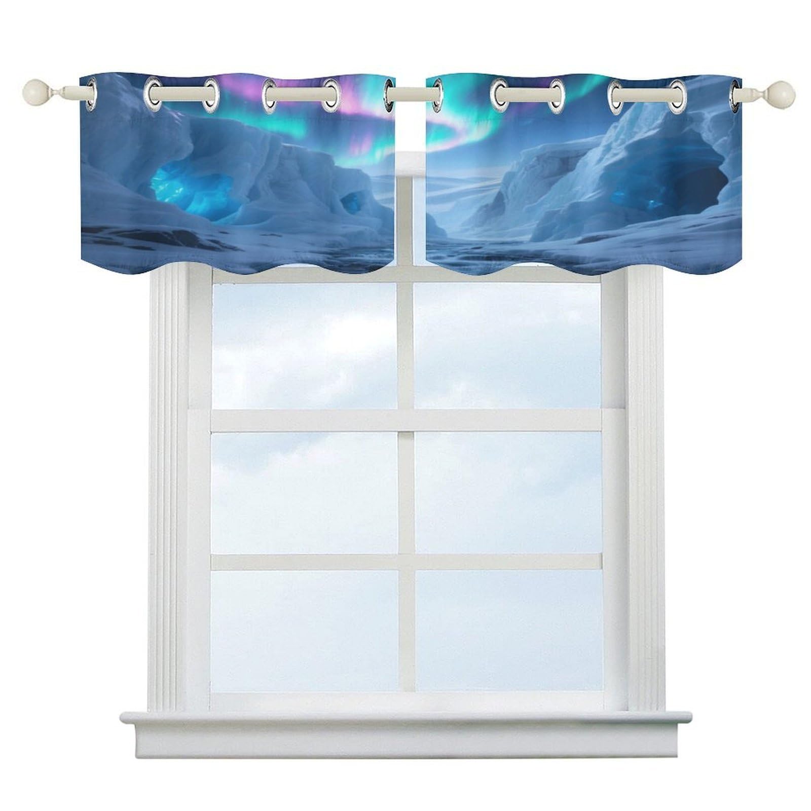 Fekiloot Style Glacier Canyon Short Curtains Valance Curtain