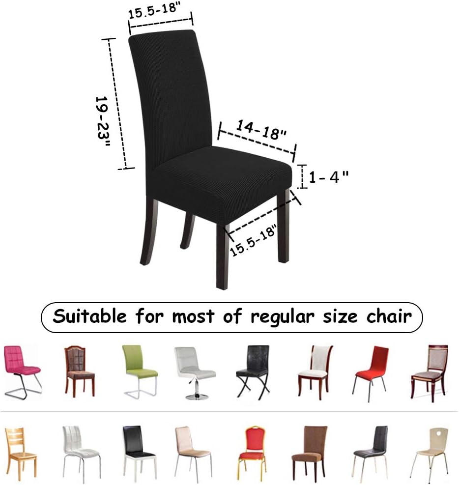 NORTHERN BROTHERS Chair Covers for Dining Room Set of 4, Parson Chair Slipcovers, Stretch Dining Seat Covers, Kitchen Chair Covers, Covers for Chairs, Black