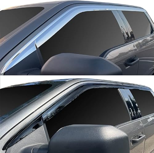 AUTOCLOVER - Juego de 4 viseras laterales para Ford F150 SuperCrew 2015 2016 2017 2018 2019 2020 (13ª generación F-150) / Deflector de protección