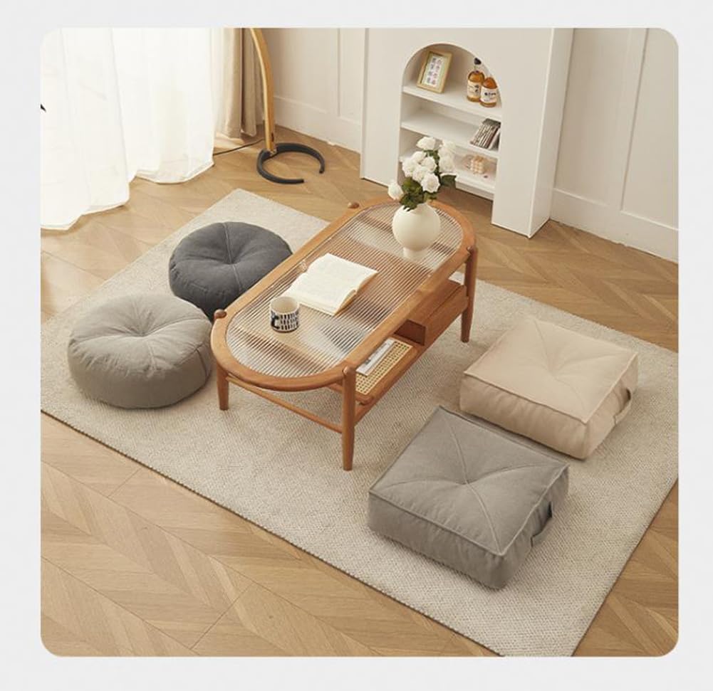 Cuscino extra spesso, 15 cm, rotondo/quadrato, 100% cotone, per poltrona, auto, ufficio, post-operatorio, anziani, supporto per sedia a rotelle (grigio)