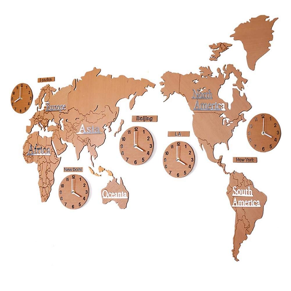Amazon.co.jp: 壁掛け時計アクリルウッドDIY 3D世界地図壁時計5国