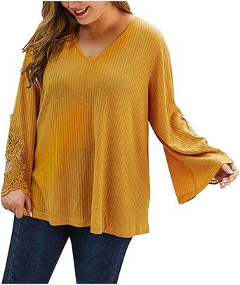 WFRAU Frauen mit V-Ausschnitt Übergröße Strickpullover-Oberseiten