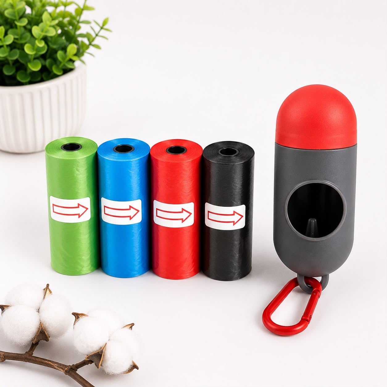 Baby Diaper Disposal Bags with Portable Dispenser Case & 8 Multicolor Refill Rolls (15 Bags Each) | Odor-Control Garbage Bags for Used Diapers, Baby Travel, Stroller & Nursery Essentials (Red)-image-26