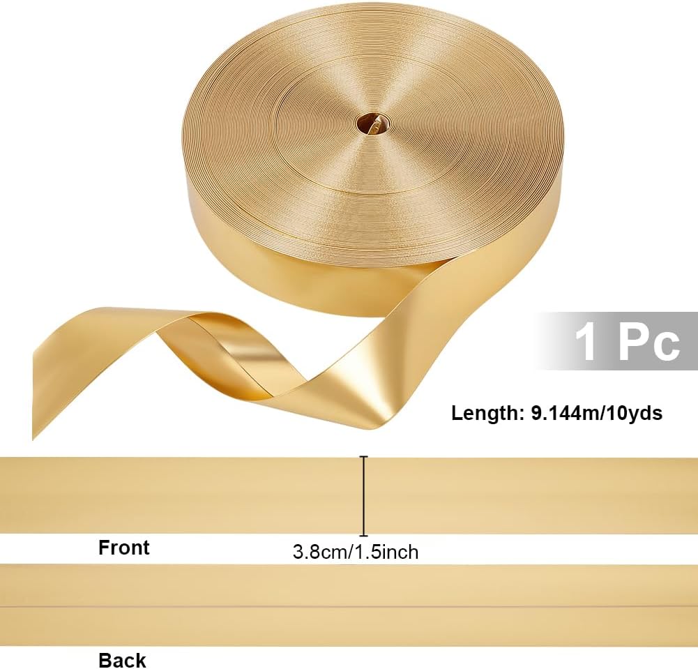 NBEADS 10 Yards Metallic Leather Straps, 1.5 Inch Flat PU Leather Strips Shiny Leather Lace Strip for DIY Crafts, Sewing Accessories, Gold