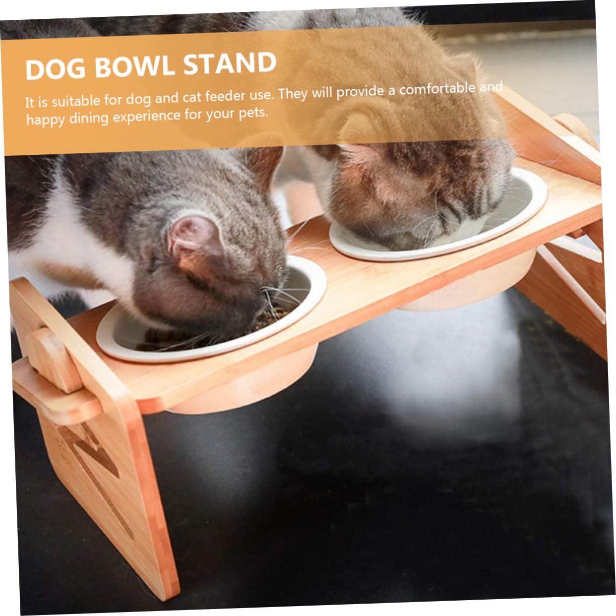 Housoutil 1juego Soporte para Comederos De Perros y Gatos Soporte Desmontable Bambú Elevado para La Carga El Cuello Mascotas Accesorio para Alimentación De Mascotas