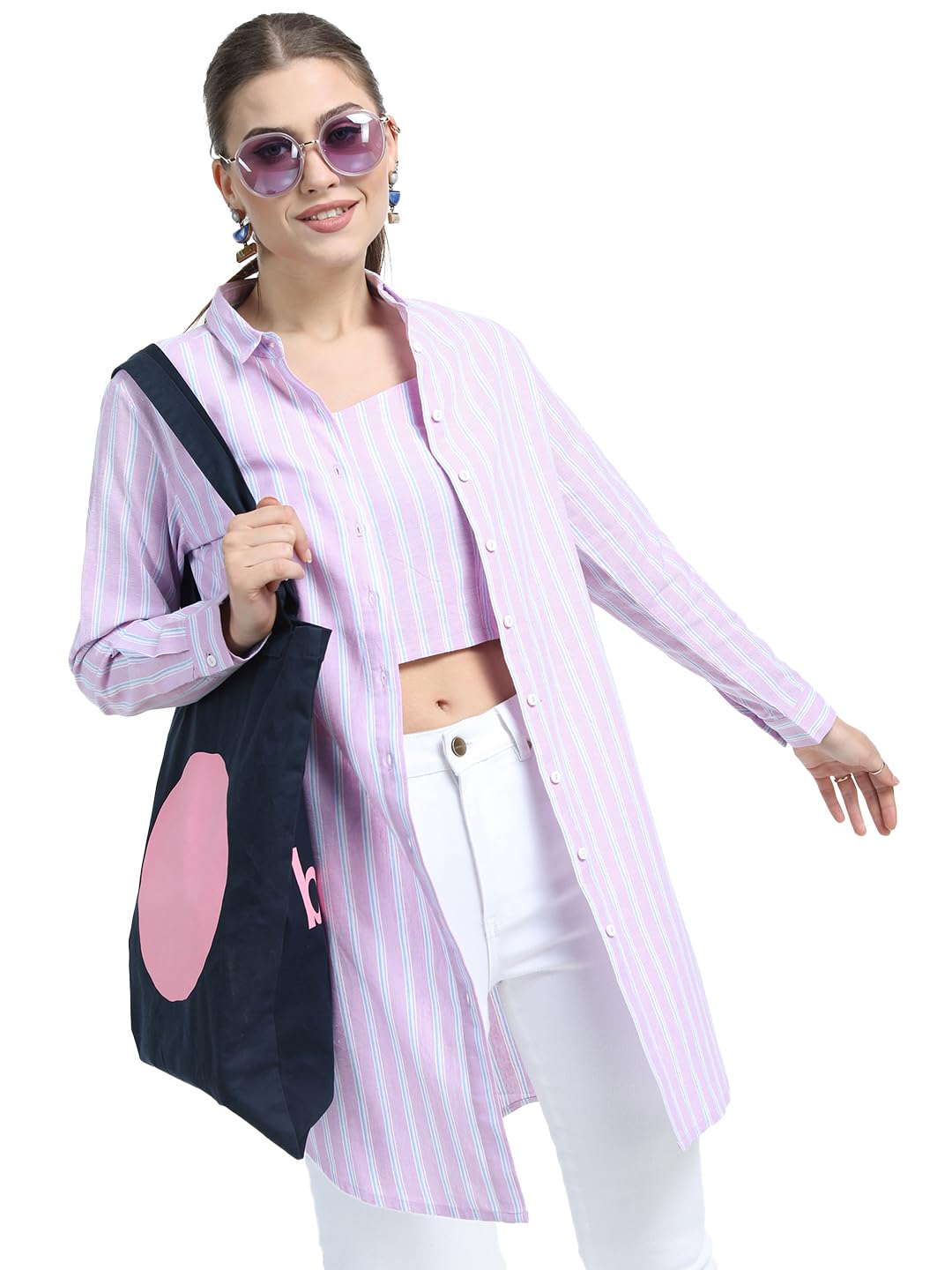 tokyo talkies Women's Long Sleeves Shirt Collar Striped Tops| Stylish Casual wear-picture-50
