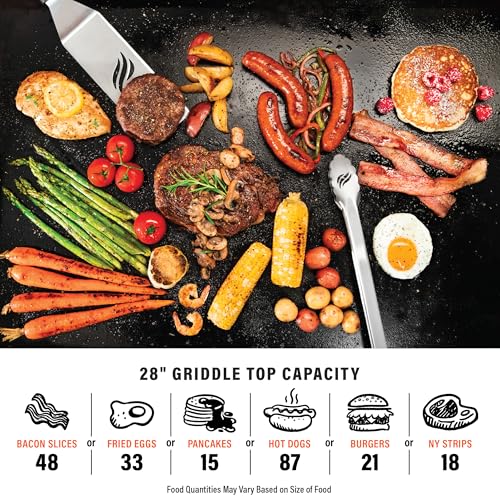 Blackstone 2311 Iron Forged 28” Omnivore Griddle with X-Braced Hood, Powder Coated Steel, Black